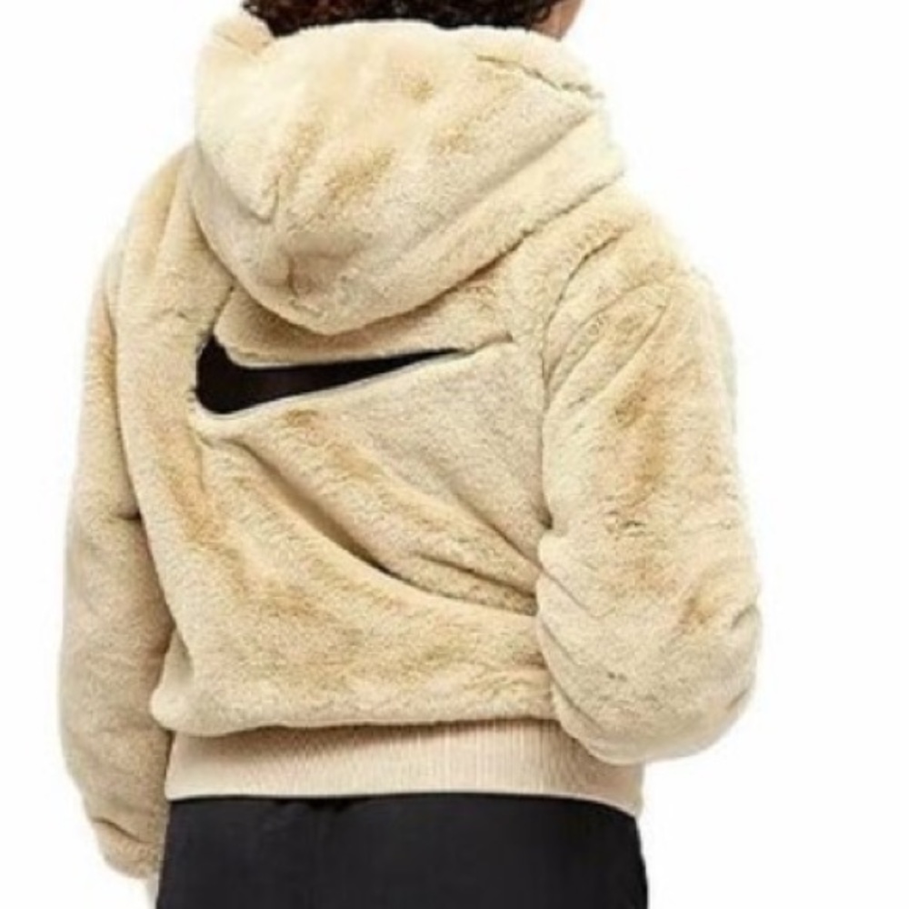 Nike Sportswear Essentials Faux Fur Jacket DD5116-013 Women Size xs